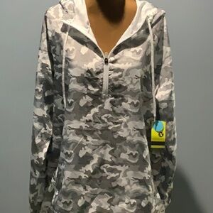 Gray Camouflage Half-Zip Hoodie